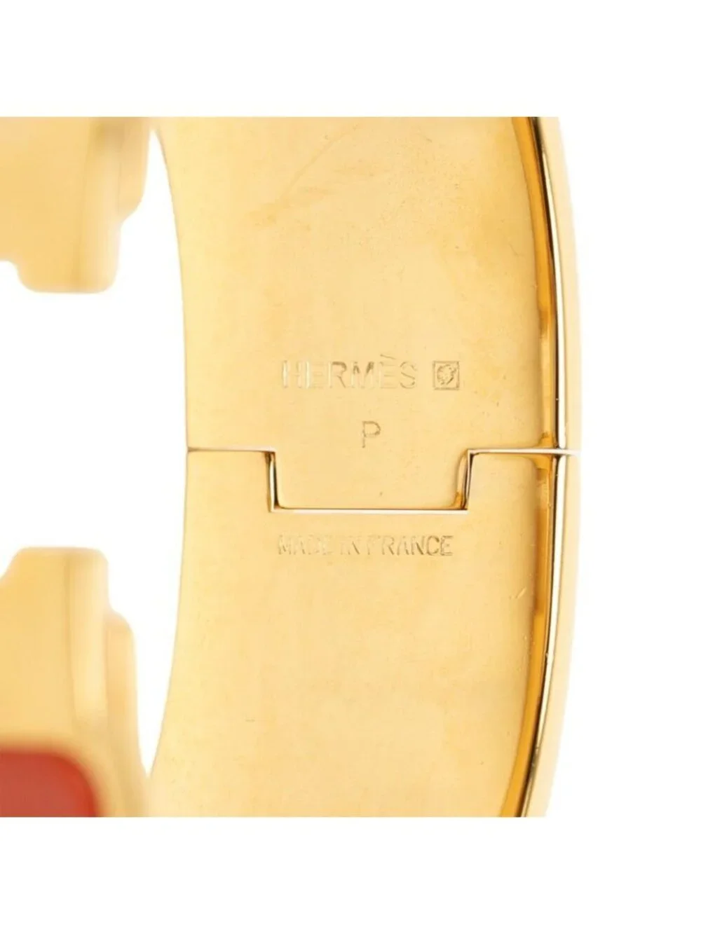 Hermes Clic Clac PM Bracelet Gold Orange Plated Enamel